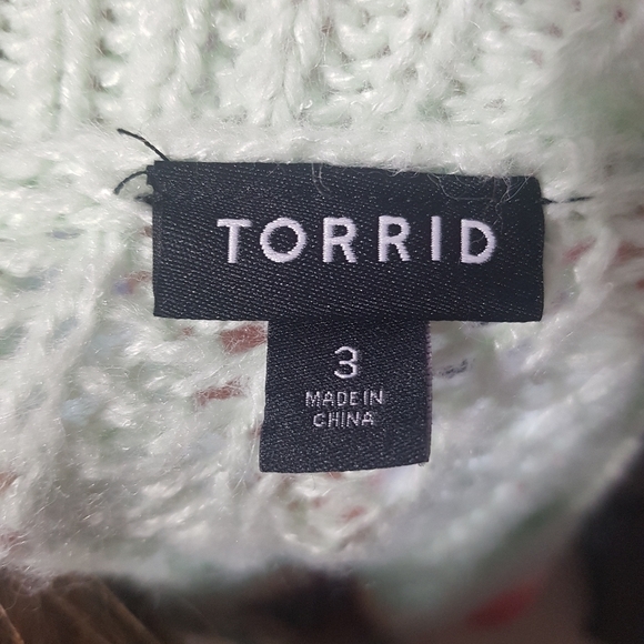 Torrid Multi Striped V-Neck Chunky Knit Pullover Long Sleeve Sweater - Picture 9 of 12